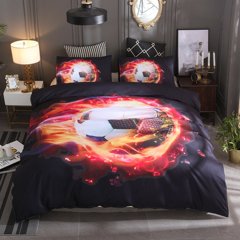 3d Football Soccer Quilt Duvet Cover Set Comforter Cover Set Kids
