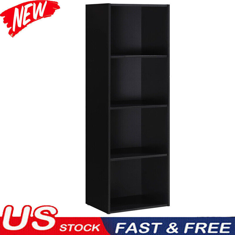 Bookcase 4-Tier Tower Open Shelf Storage Cabinet Shelving Wo