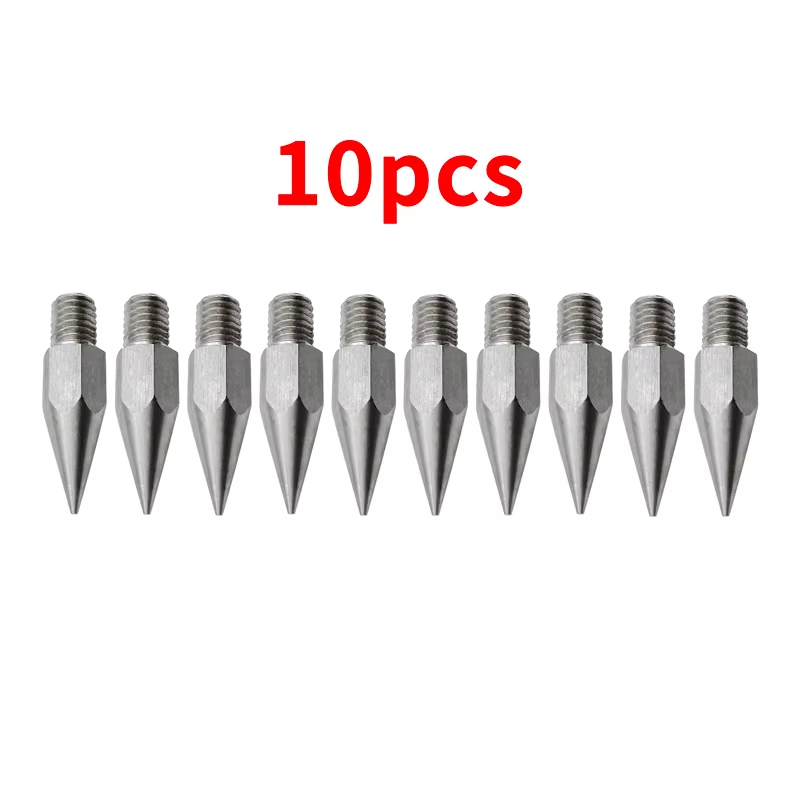 10pcs M10 GPS Pole Tip Sharp Point Stainless Steel Replacement Tip Diameter 9.7m