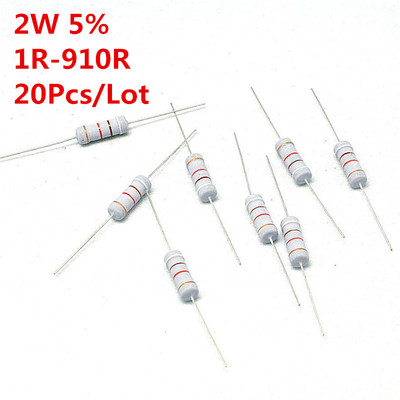 20Pcs 2W 2 Watt Carbon Film Resistor ± 5% 1R - 910R 1 - 910 Ω Ohm R 