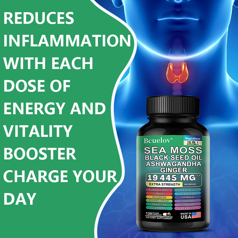 Sea Moss, Black Seed Oil, Ashwagandha, Turmeric, Ginger (16 in 1 Multivitamin)