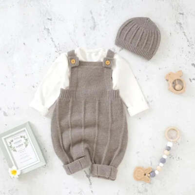 Baby Boys Girls Rompers Hats Clothes Fashion Sleeveless Knitted Newborn Infant N
