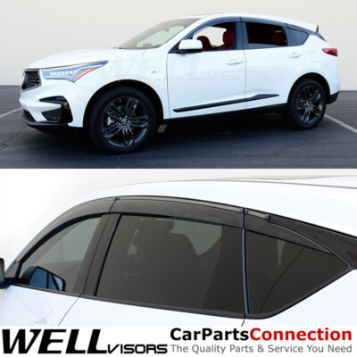 WellVisors Window Visors For Acura RDX 19-24 Deflector Rain Guard Black Trim 6pc