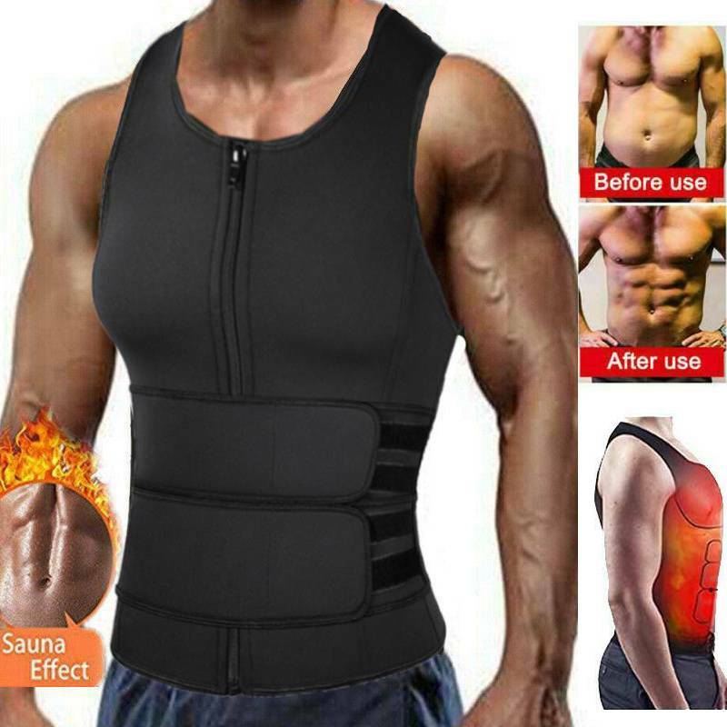 Men's Sauna Suit Sweat Vest Tank Top Neoprene T-Shirt Body Shaper Waist Trainer