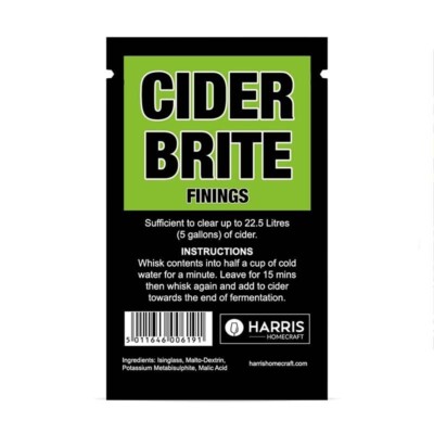 Harris Homecraft Cider Brite Finings sufficient for up to 5 gallons of cider