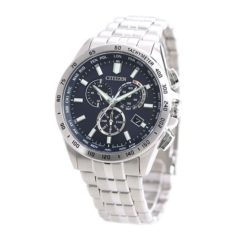 Pre-owned Citizen Collection Cb5870-91l Eco-drive Chronograph Atomic Radio Men Watch