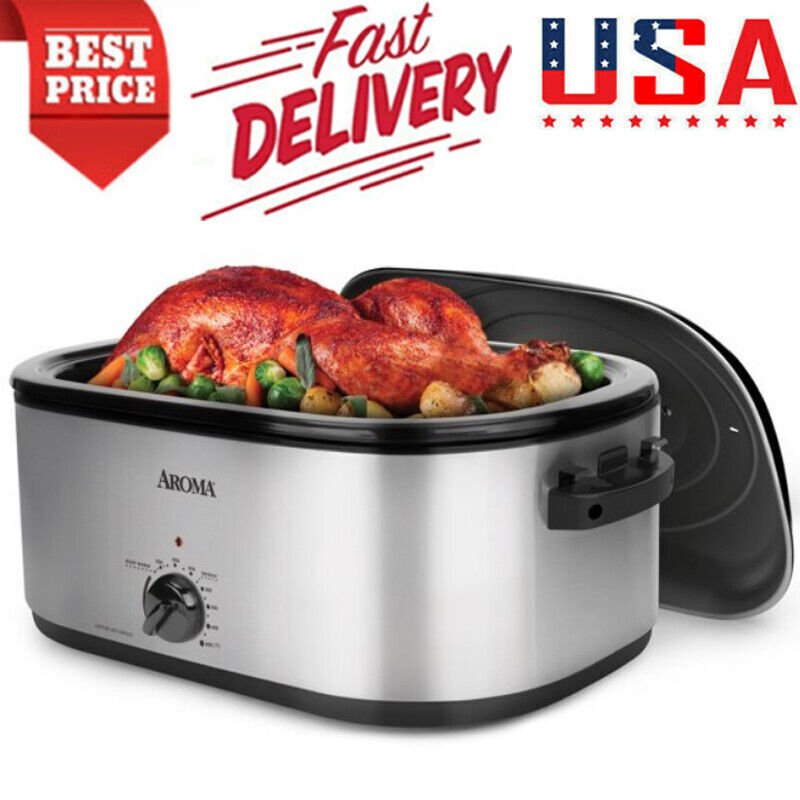 22 Qt Electric Roaster Oven Stainless Steel Slow Cooker with