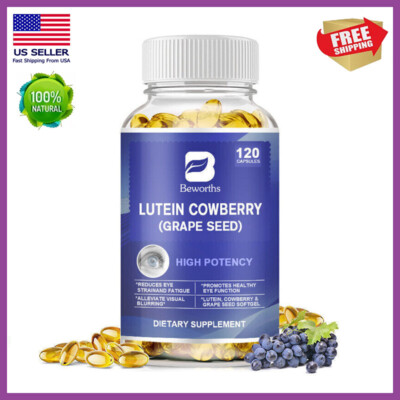 Zeaxanthin and Lutein 40 mg | 120 Softgels | Eye Health Vitamins with Grape Seed