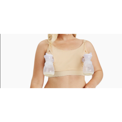 Beige Hands-Free Nursing & Pumping Bra Size Large