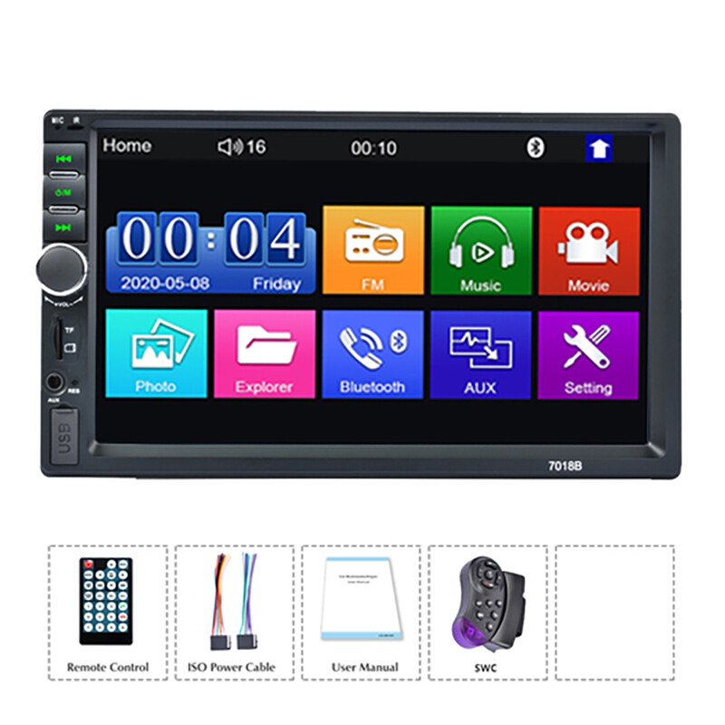 7" Double 2 DIN Car Stereo Radio MP5 Touch Screen Bluetooth FM USB 7010B Player