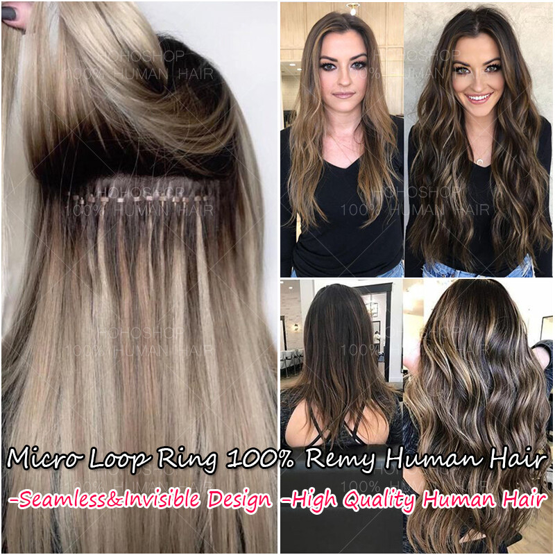 150g Thick Micro Loop Ring Human Hair Extensions Micro Link Nano Bead Tip 0.5/1g