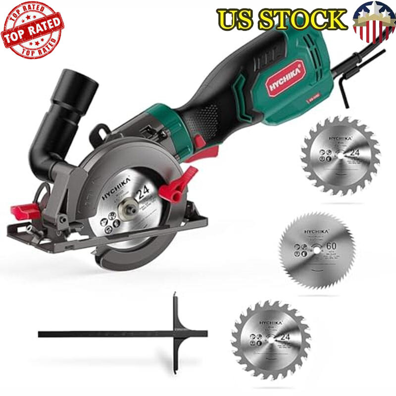 6.2A Powerful Mini Circular Saw 3 Blades Scale Ruler Dust