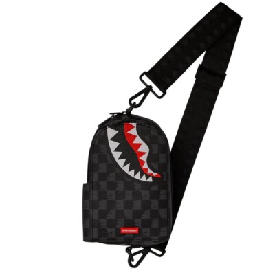 Сумка через плечо Sprayground Drip Check Shark 910B6569NSZ черная AI24