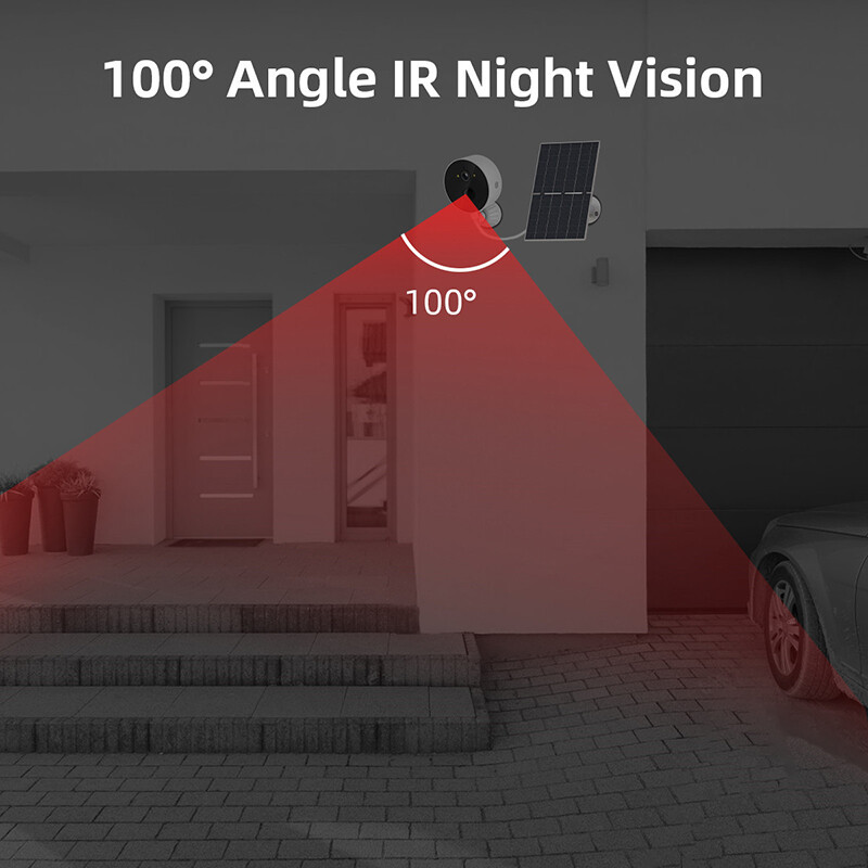 Wireless Outdoor Camera Solar Panel Powered 1080P Video 2 Way Audio Night Vision