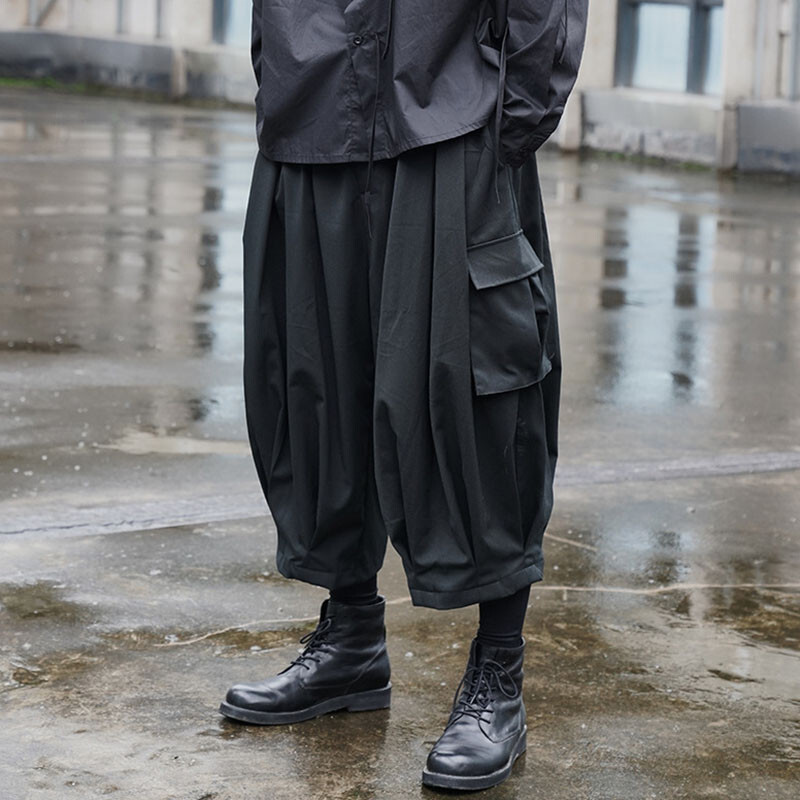 Japanese Gothic Mens Baggy Cargo Pants Punk Rock Trousers