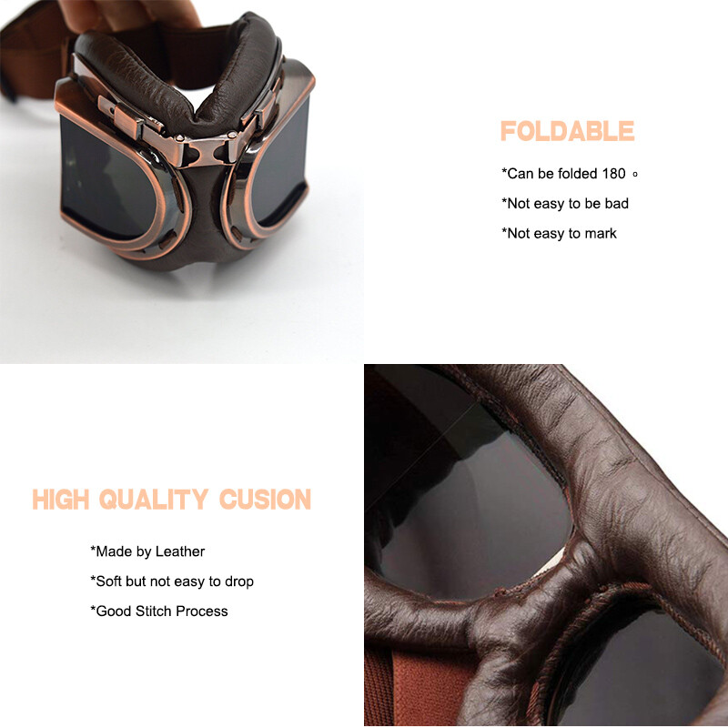 Retro Vintage Aviator Pilot Motorcycle Cruiser Scooter Biker Goggles For BMW