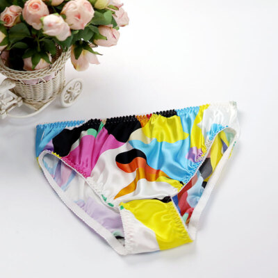 2024 New Silk Floral Panties for Women Maidens Knickers Prints Briefs Bottoms L