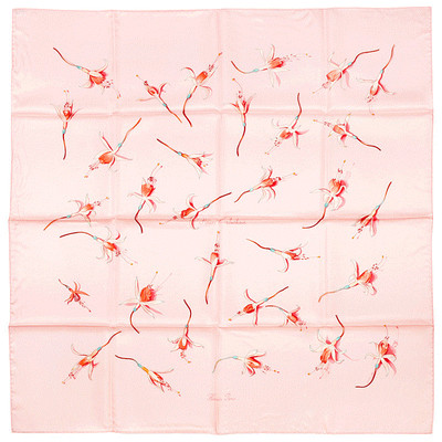 NIB Hermes Scarf FLEURS DE FUCHSIA 90cm Silk Foulard Pink LEIGH COOK