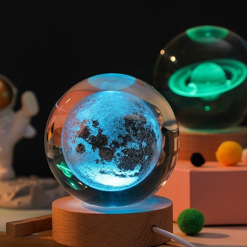 3D Crystal LED Light Solar System Ball Laser Engraved Planet