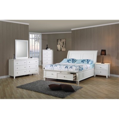 Coaster Selena 4 Piece Twin Storage Sleigh Bedroom Set in White