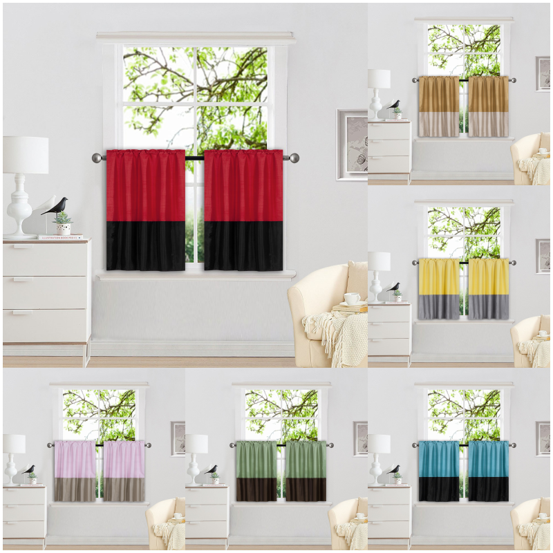 1 SET VERSATIL PATCHWORK 2-TONE SILKY WINDOW CURTAIN SEMISHEER PANEL 36"(ANY)