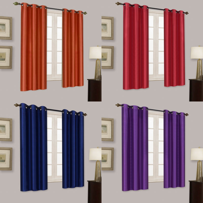 100% Blackout Panels Heavy Thick Grommet Window Curtain 2PC Many Colors 63"ADAM