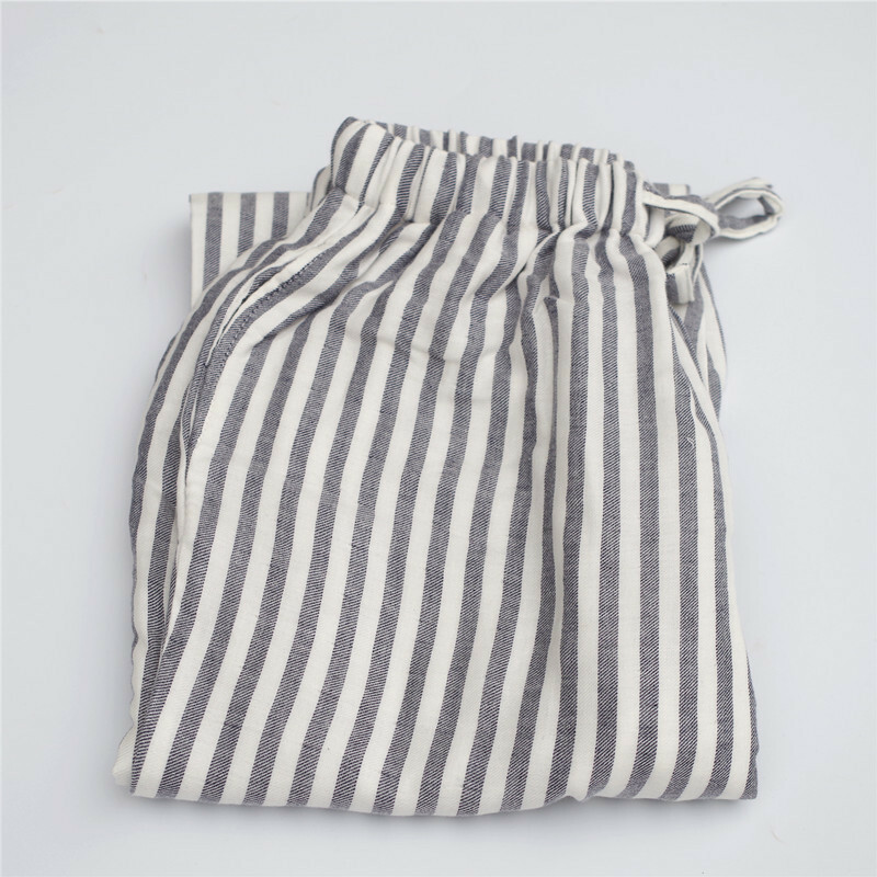 Herren Baumwolle Gestreift Pyjama Hose Hausanzug Hose Nachtwäsche Atmungsaktiv