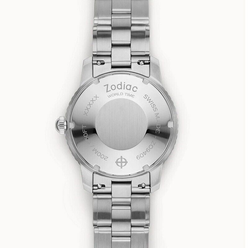 Pre-owned Zodiac L.e. Super Sea Wolf World Time Automatic Stainless Steel Watch Zo9409