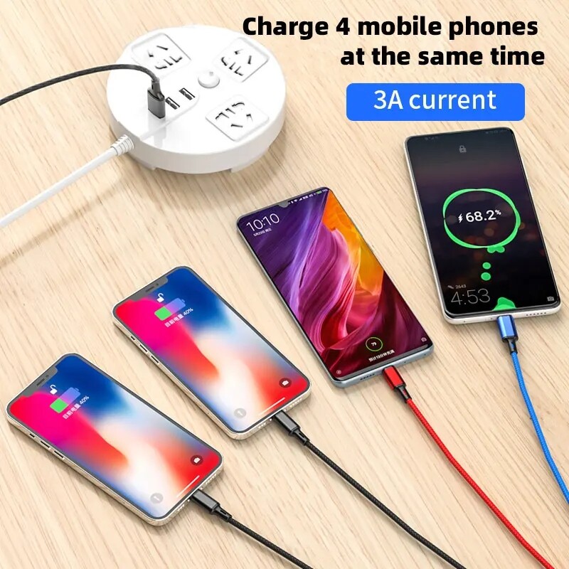 4 in1 Multi USB Charging Cable Fast Charger Cord For iPhone/Samsung/Type C/Micro