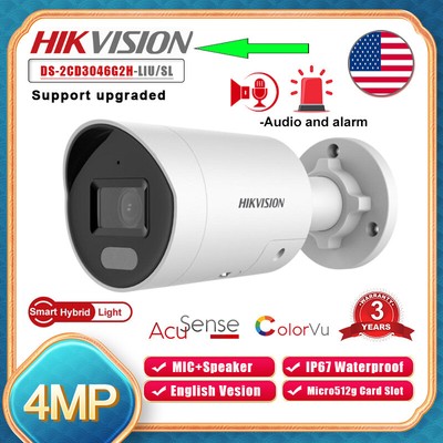 Hikvision 4MP Colorvu IP Camera Bullet PoE Smart-Hybrid-Light Two Audio Alarm US