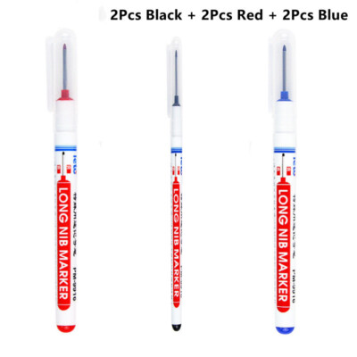 6X Long Head Markers Deep Hole Marker Pen For Bathroom Woodworking US