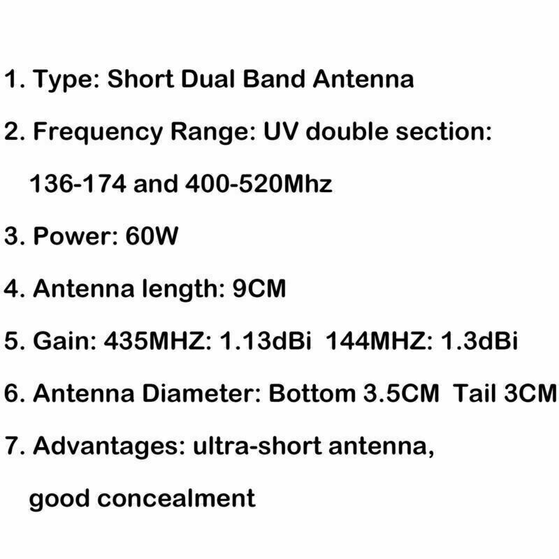 1Pc 9cm Short Dual Band Antenna HH-N2RS PL-259 For Mobile Radio UHF&VHF Black