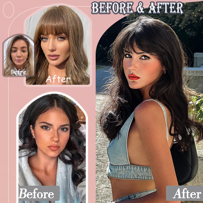 Neat Bangs Clip in on Fringe Hair Extensions Thick Thin As Human Front Hairpiece