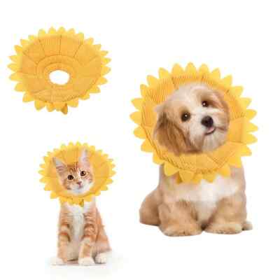 Size S Sunflower Dog Protection Collar Adjustable Dog Elizabethan Cone
