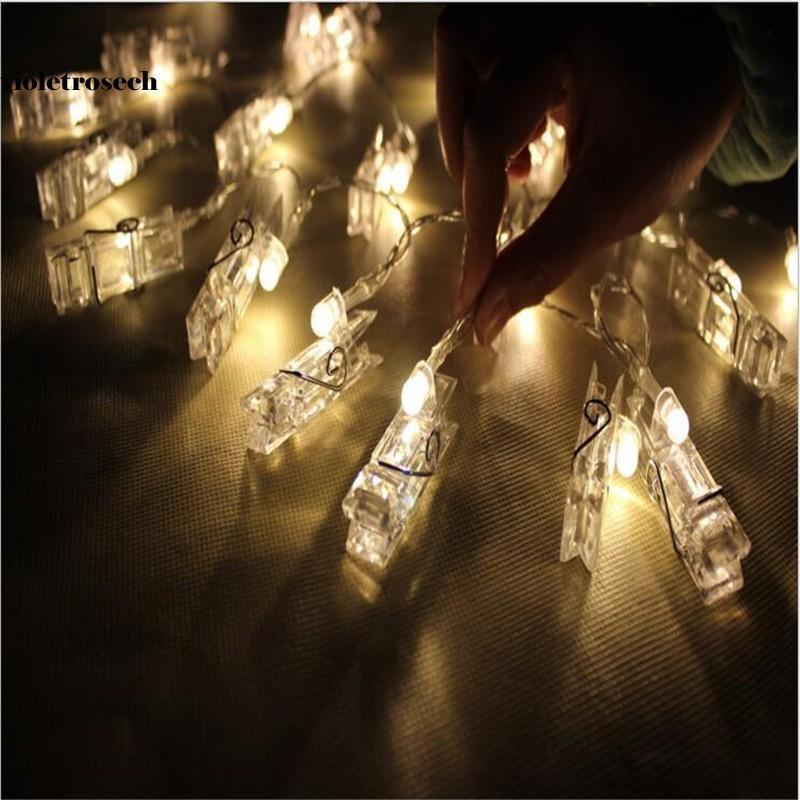 New LED Clip Card Photo Holder String Fairy Lights Battery Christmas Wedding