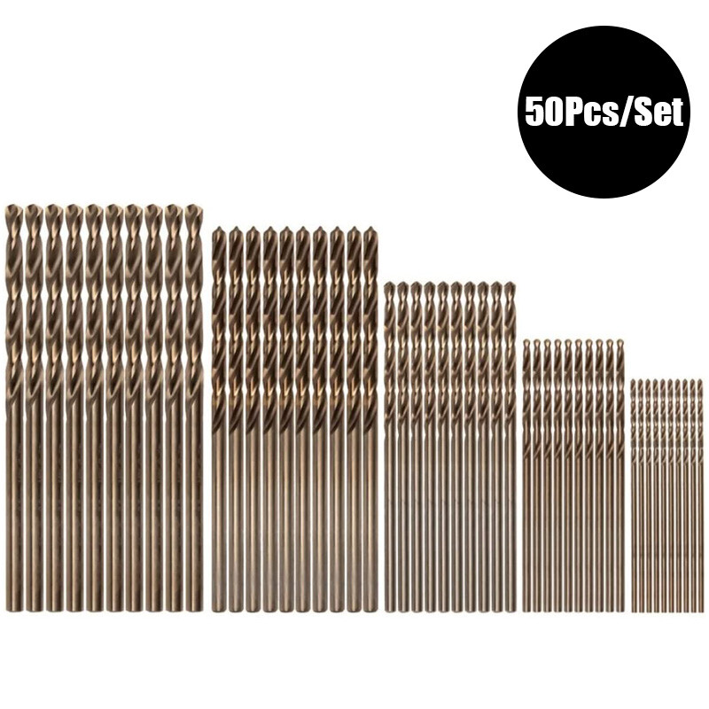 50Pcs Cobalt Drill Bit Set 1mm-3mm HSS M35 Multi Drill Bits Twist Metal Tools