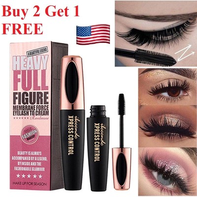 4D Silk Fiber Eyelash Mascara Extension Makeup Black Waterproof Eye...