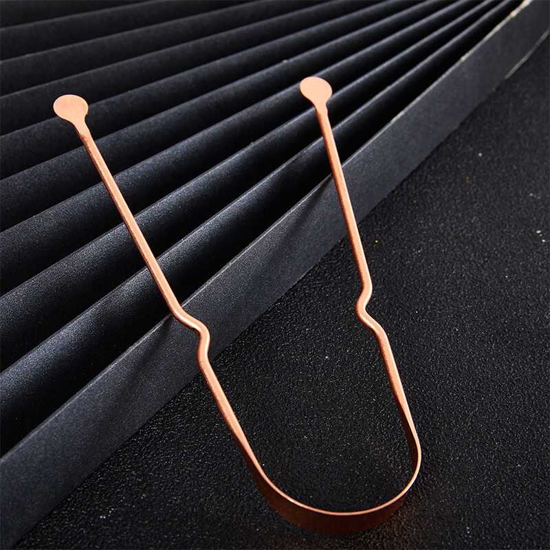 1Pc Simple Copper Tongue Scraper Cleaner Fresh Breath Dental Cleaning To-KW