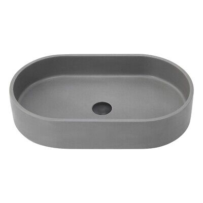 Vinnova Eibar Oval Modern Concrete Stone Vessel Bathroom Sink in Gray