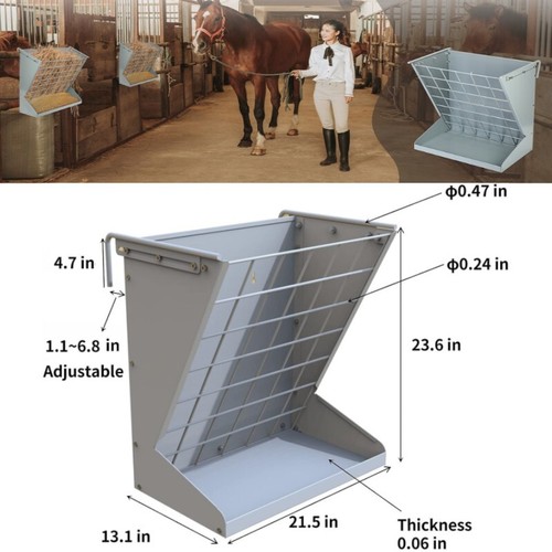 Hay Rack for Horse Goat Solid Metal Grain Hay Feeder Adjustable 13"x21.5"x23.6"