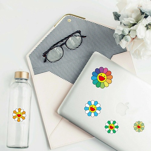 50Pcs Vinyl Sticker Pack Takashi Murakami Flower Rainbow Skateboard Laptop Decal