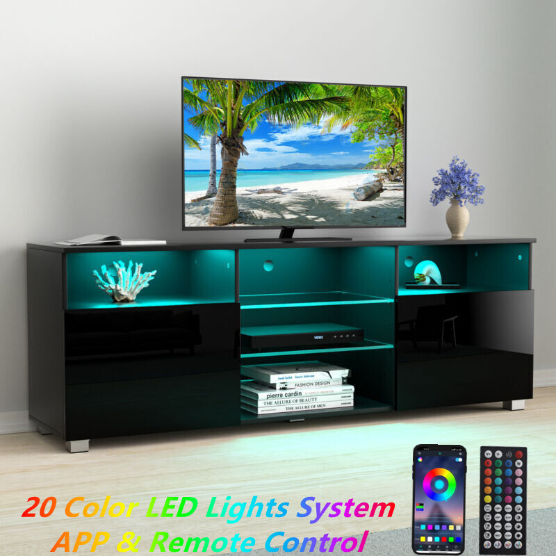 Table For 55'' 65'' Tv Cabinet Glossy Entertainment Center