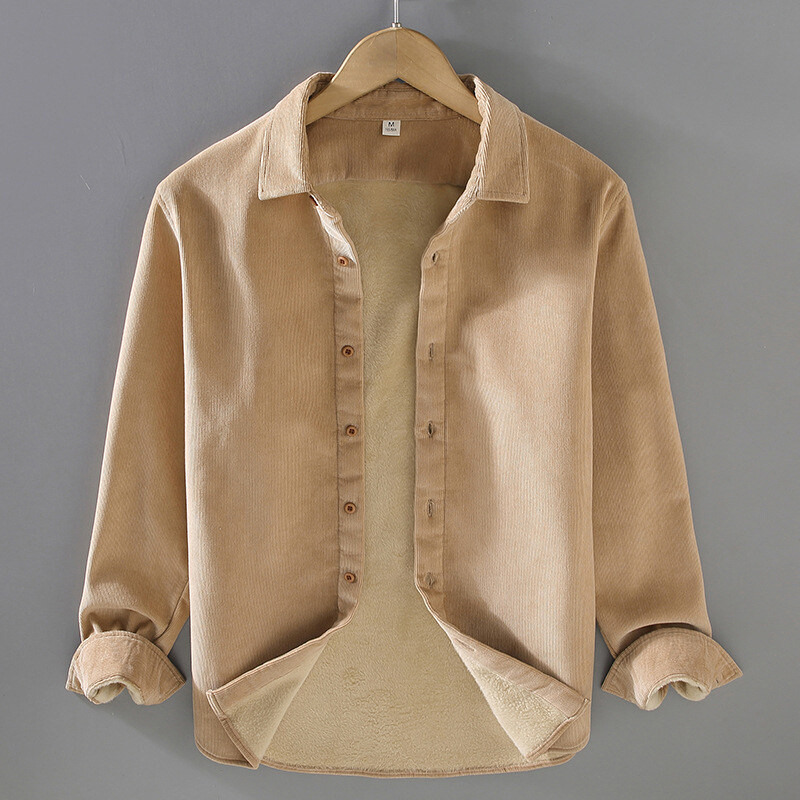 Mens Corduroy Top Shirt Fleece Lined Coat Jacket Outerwear Thermal Casual Winter