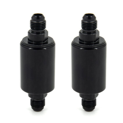 Universal -6AN Inline Fuel Filter High Flow 100 Micron Cleanable AN6 6AN Pair x2