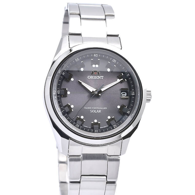 Pre-owned Orient Neo 70's Wv0061se Stainless Steel Radio Solar Watch Gray Dial 39.5mm