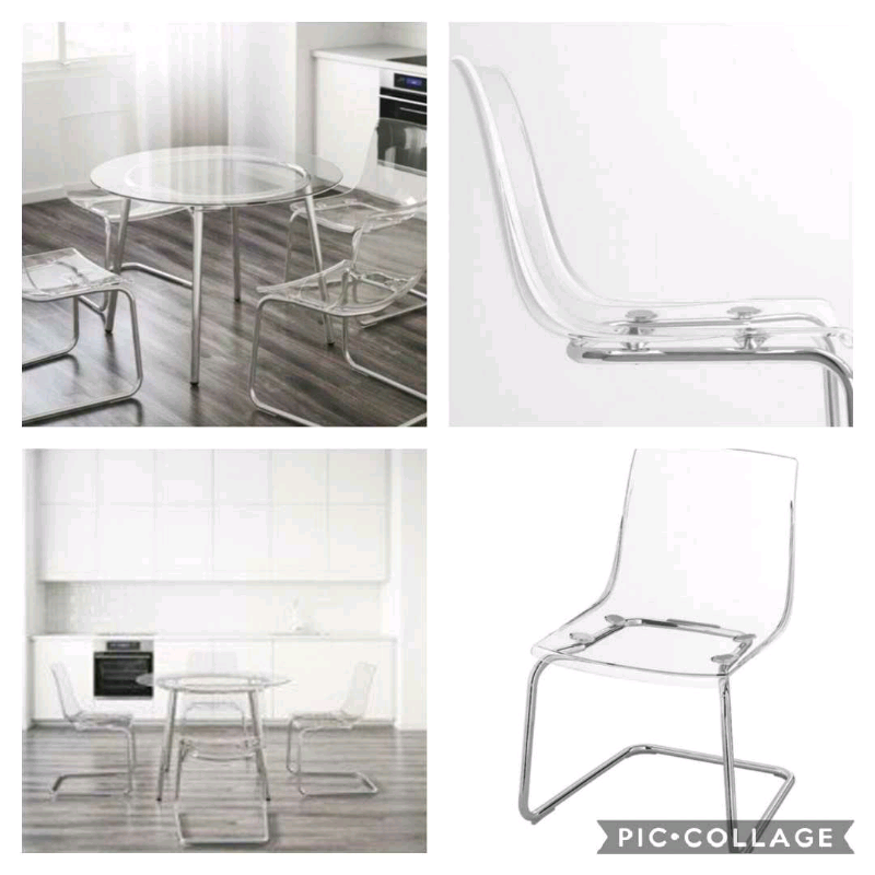 Ikea Salmi Glass Dining Table 3 Tobias Dining Chairs In