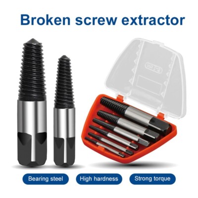 6Pc Screw Extractor Set Easy Out Drill Bits guide Broken Screws Bolt Remover