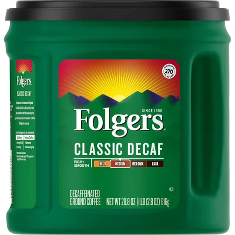 Folgers Decaffeinated Classic Roast Coffee (28.8 oz.) FREE SHIPPING