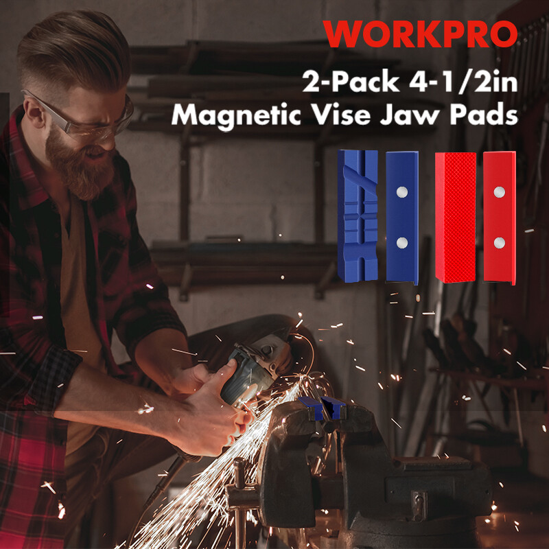 WORKPRO 4-1/2" Vise Jaw Pads Magnetic TPU Vise Jaw Protective Covers Set 2-Pairs