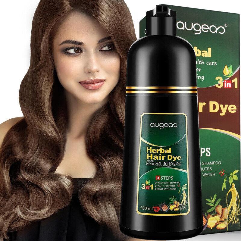 Hair Dye Color Shampoo 500ml Instant Permanent Natural Herbal DYE Dark Brown